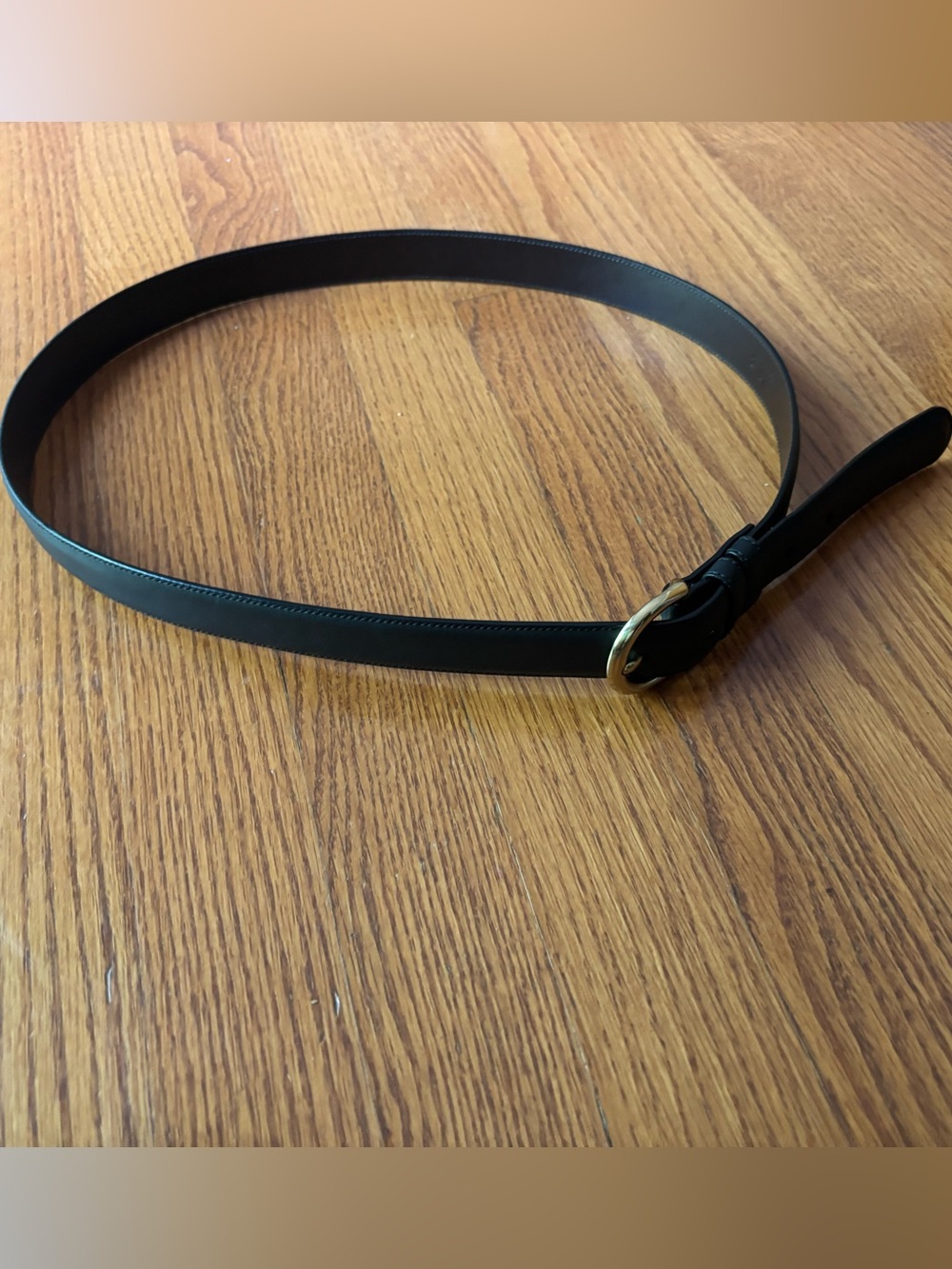 Coach Black Leather Belt with Gold-Tone brass Rounded Buckle